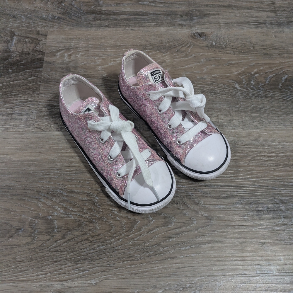 Kids Pink Glitter Low-Top Converse Size 10C
